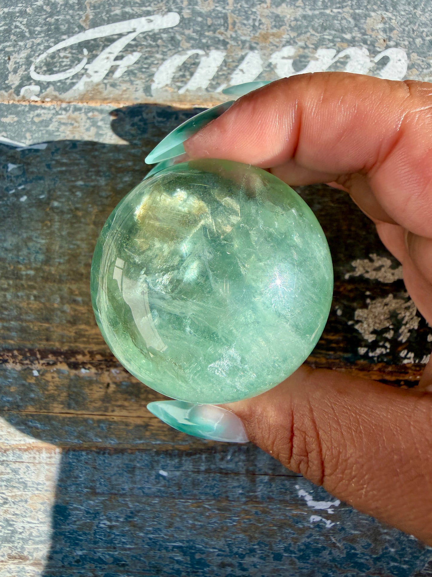 Gorgeous Stormy Water Fluorite Sphere | Opt 31
