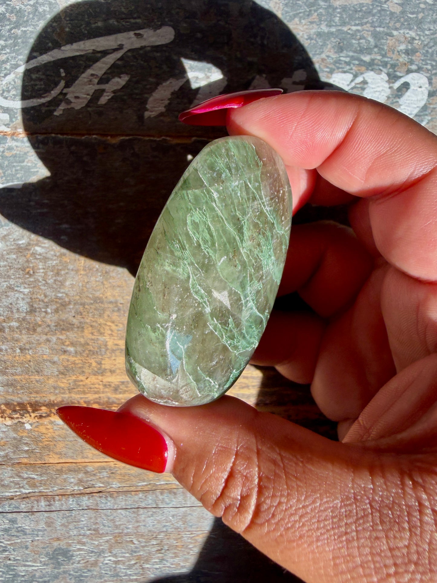Gorgeous Optical Calcite + Moss Agate Combo Mineral Palm Stone | India | Opt 57