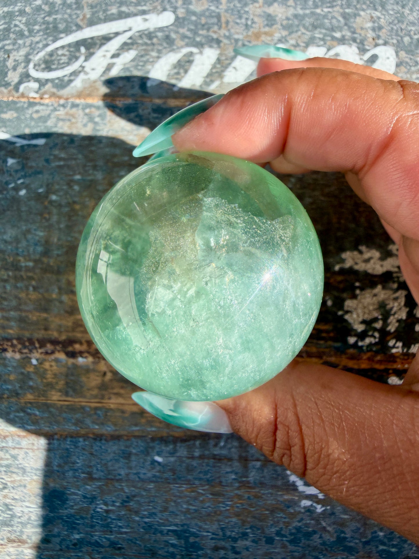Gorgeous Stormy Water Fluorite Sphere | Opt 31