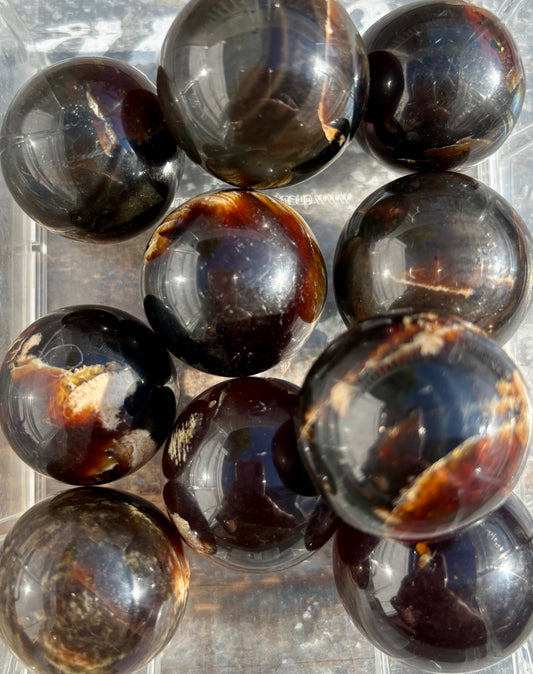 One (1) UV Reactive Small Blue Amber Sphere from Indonesia |30mm | Intuitively Chosen