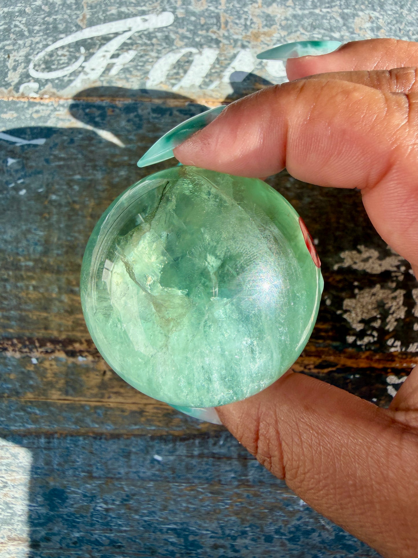 Gorgeous Stormy Water Fluorite Sphere | Opt 31