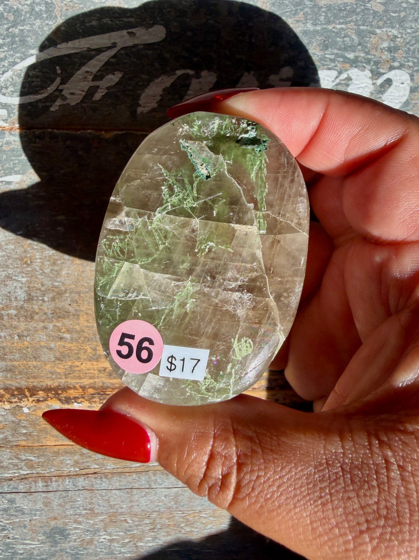 Gorgeous Optical Calcite + Moss Agate Combo Mineral Palm Stone | India | Opt 56