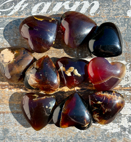 One (1) UV Reactive Small Blue Amber Heart from Indonesia | Intuitively Chosen
