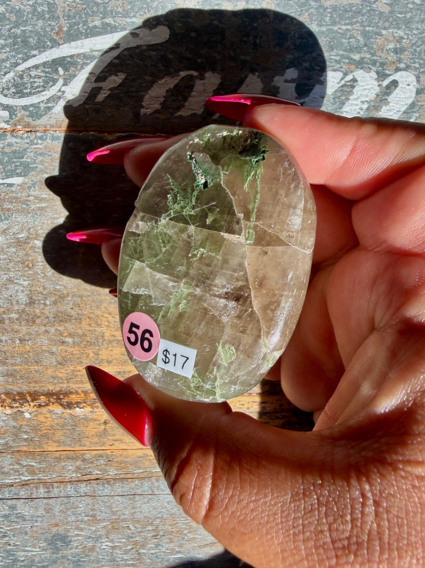 Gorgeous Optical Calcite + Moss Agate Combo Mineral Palm Stone | India | Opt 56