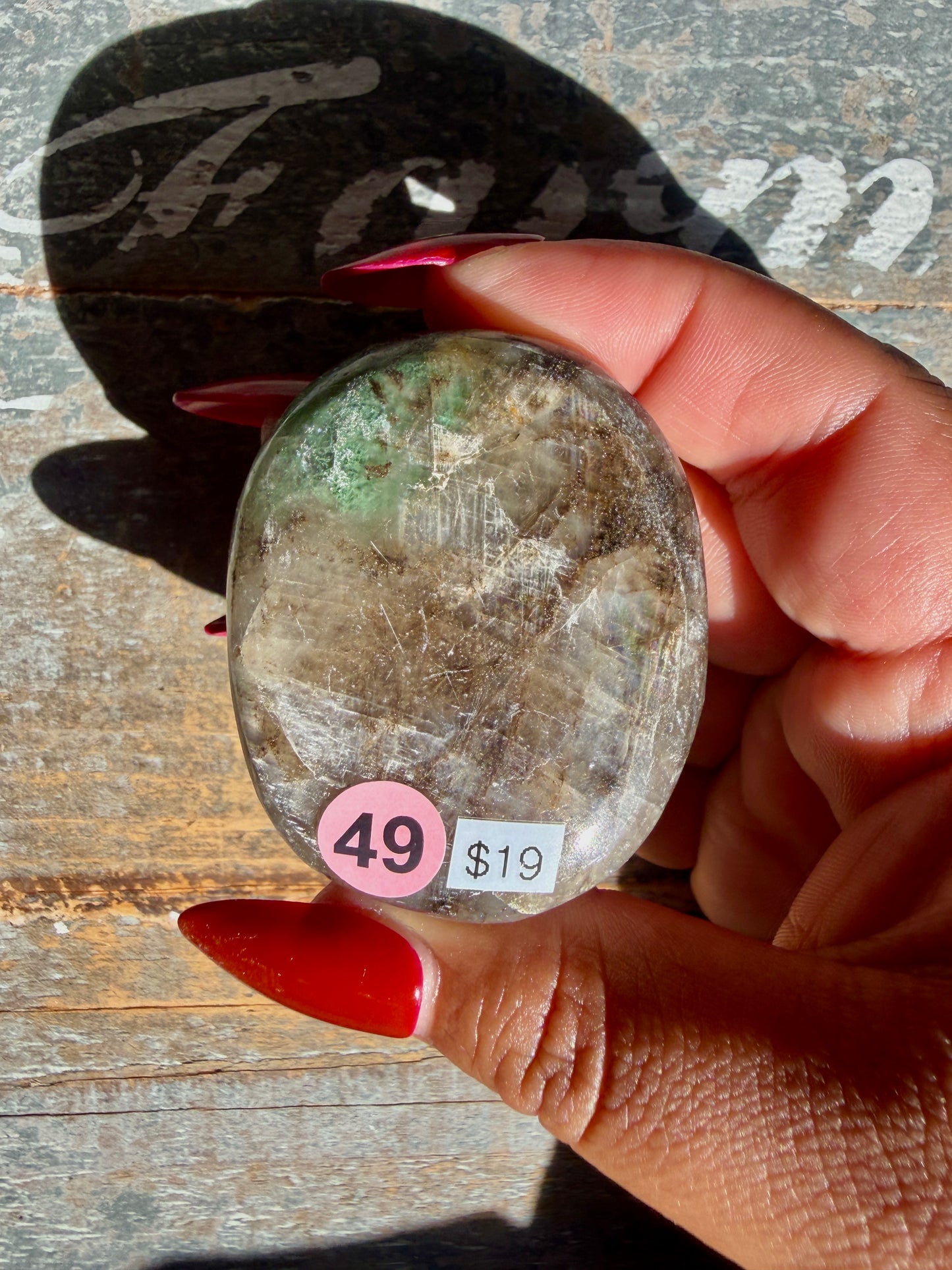 Gorgeous Optical Calcite + Moss Agate Combo Mineral Palm Stone | India | Opt 49