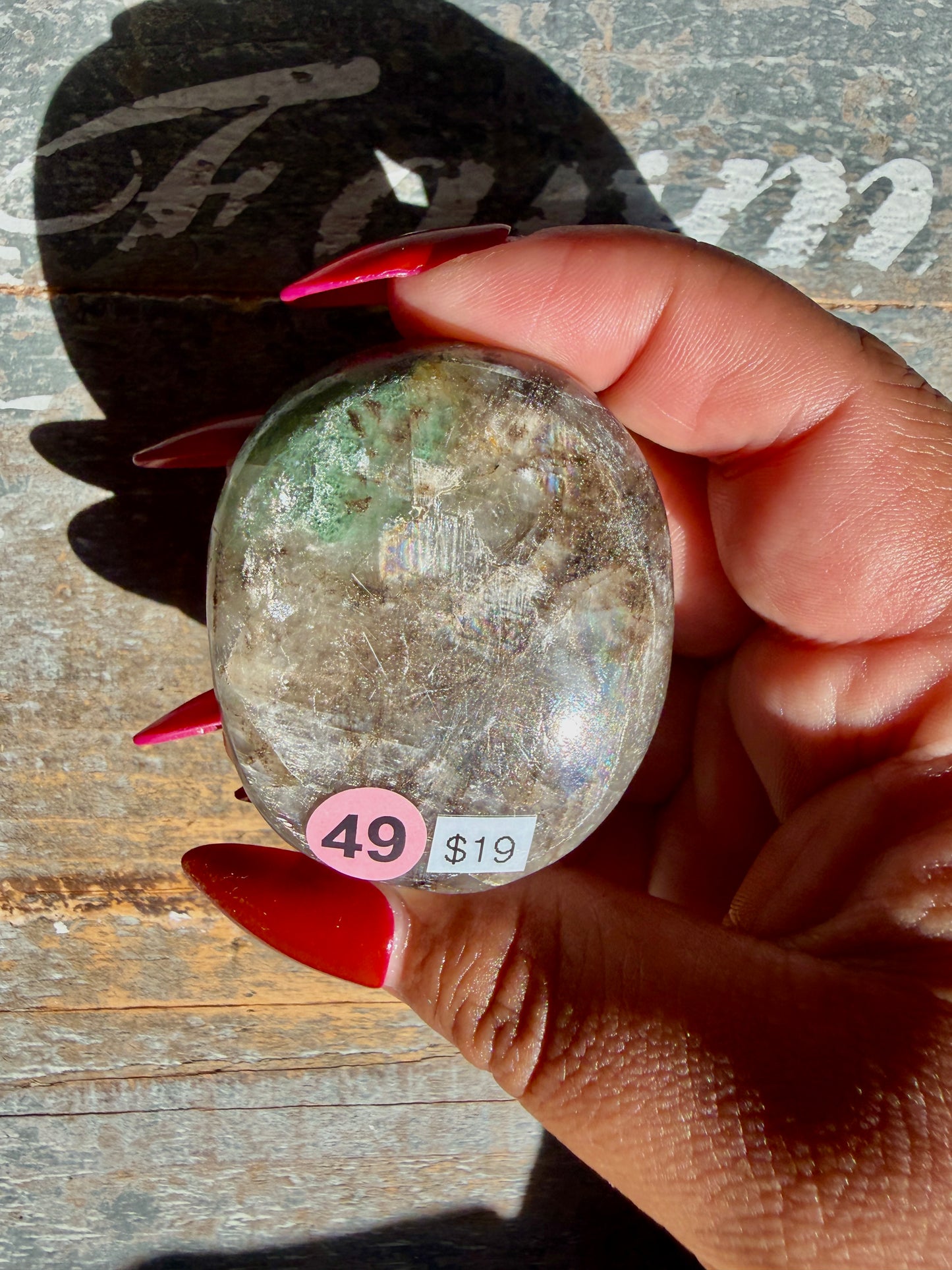 Gorgeous Optical Calcite + Moss Agate Combo Mineral Palm Stone | India | Opt 49