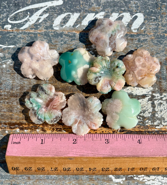One (1) Green Flower Agate Flower Carving | Intuitively Chosen | Madagascar