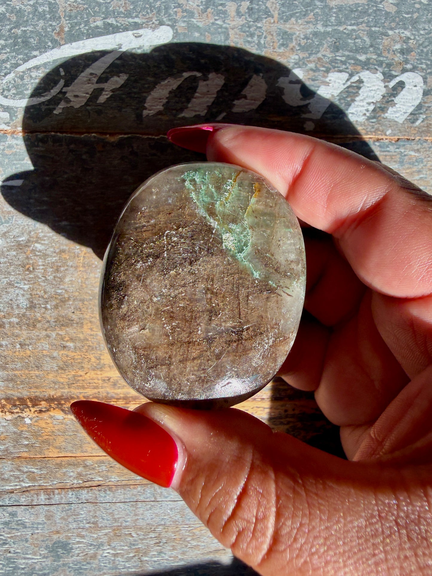 Gorgeous Optical Calcite + Moss Agate Combo Mineral Palm Stone | India | Opt 49