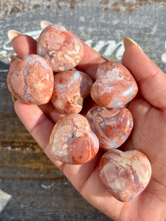 One (1) Pink Cotton Candy Agate Mini Heart | Intuitively Chosen | Mexico