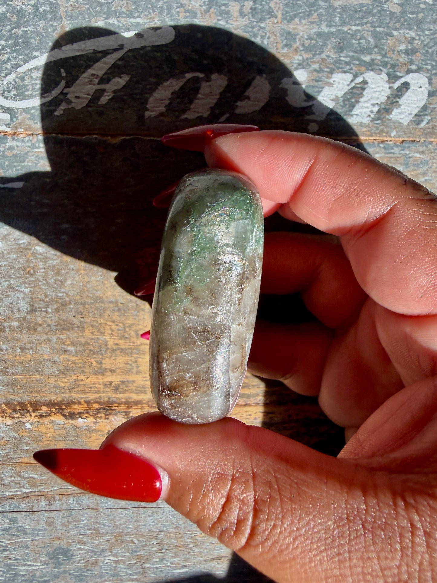 Gorgeous Optical Calcite + Moss Agate Combo Mineral Palm Stone | India | Opt 49