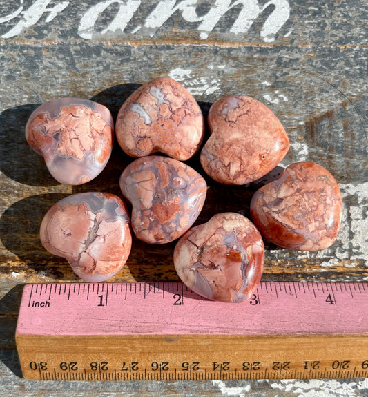 One (1) Pink Cotton Candy Agate Mini Heart | Intuitively Chosen | Mexico