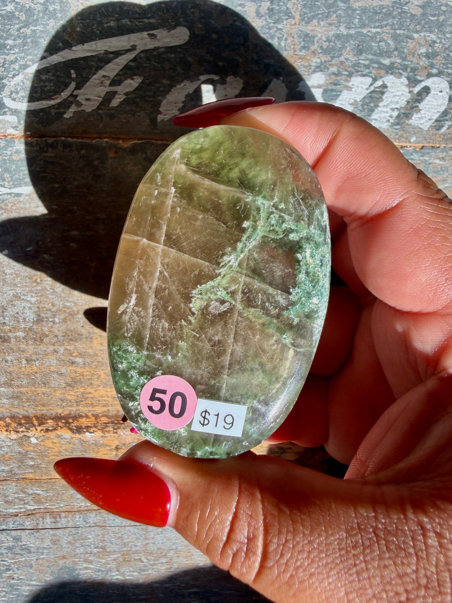 Gorgeous Optical Calcite + Moss Agate Combo Mineral Palm Stone | India | Opt 50
