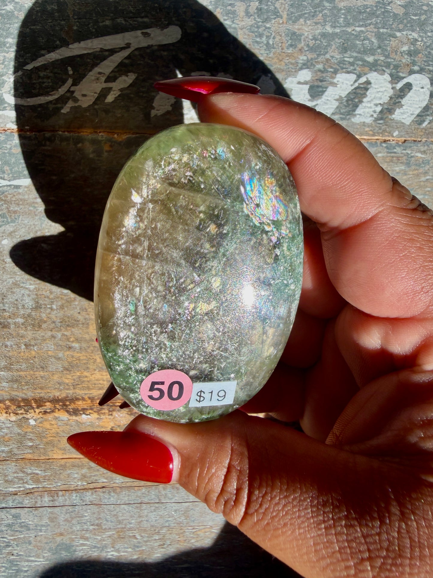 Gorgeous Optical Calcite + Moss Agate Combo Mineral Palm Stone | India | Opt 50