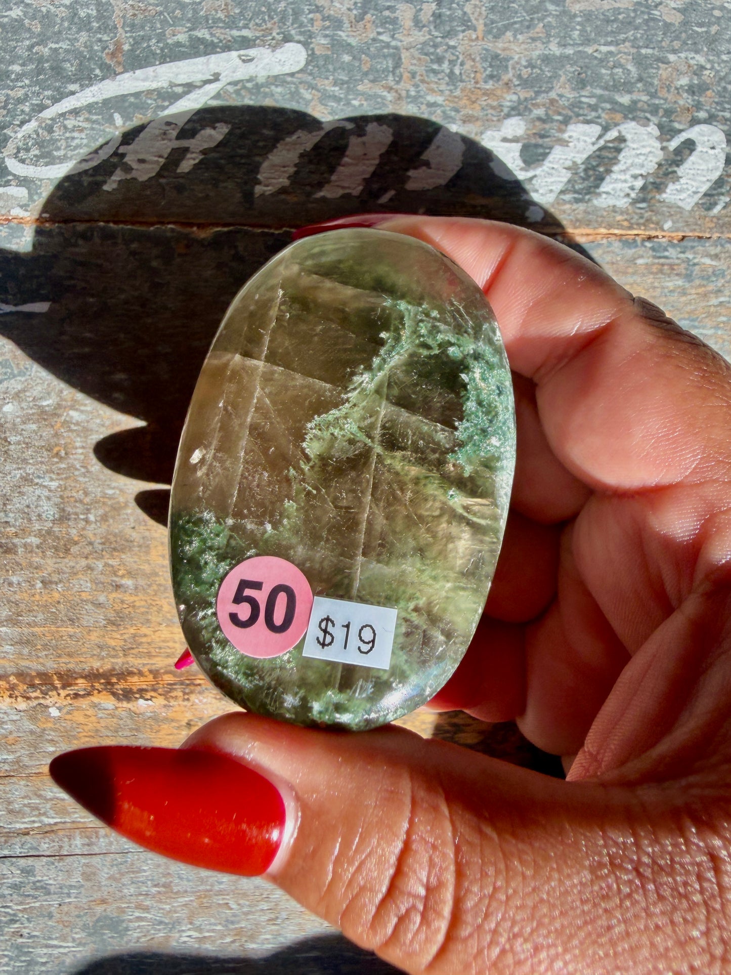 Gorgeous Optical Calcite + Moss Agate Combo Mineral Palm Stone | India | Opt 50