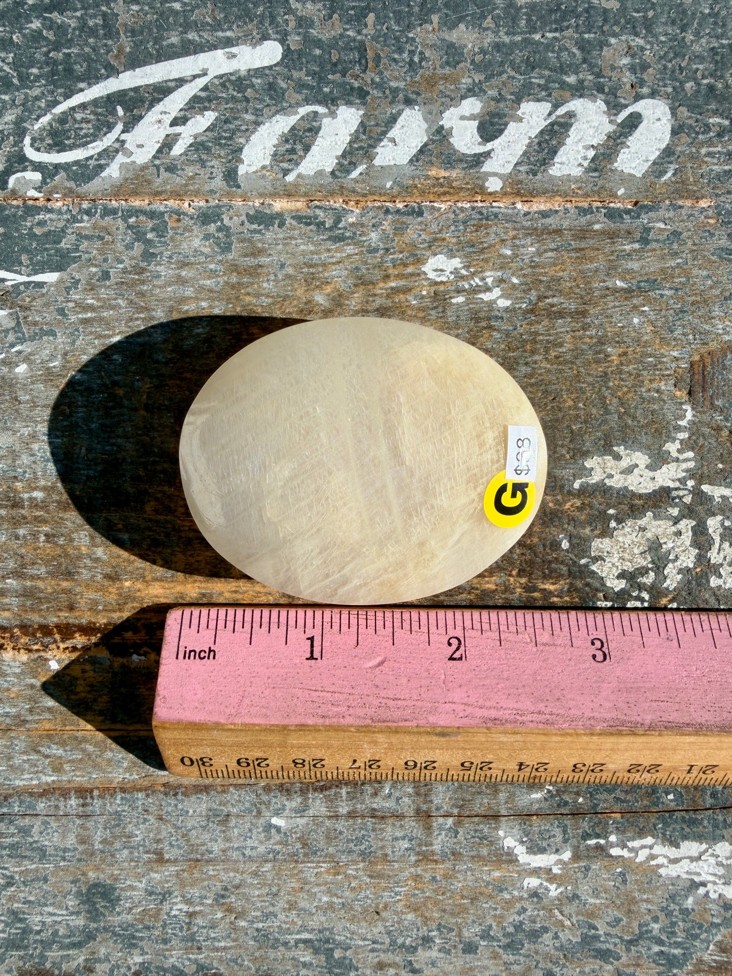Gorgeous Blue Flash White Moonstone Palm Stone | India | Opt G