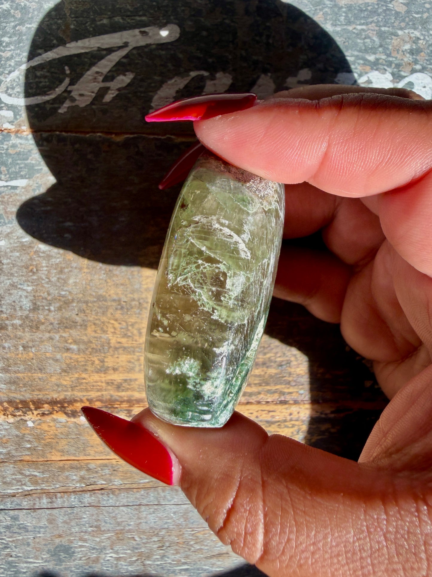 Gorgeous Optical Calcite + Moss Agate Combo Mineral Palm Stone | India | Opt 58