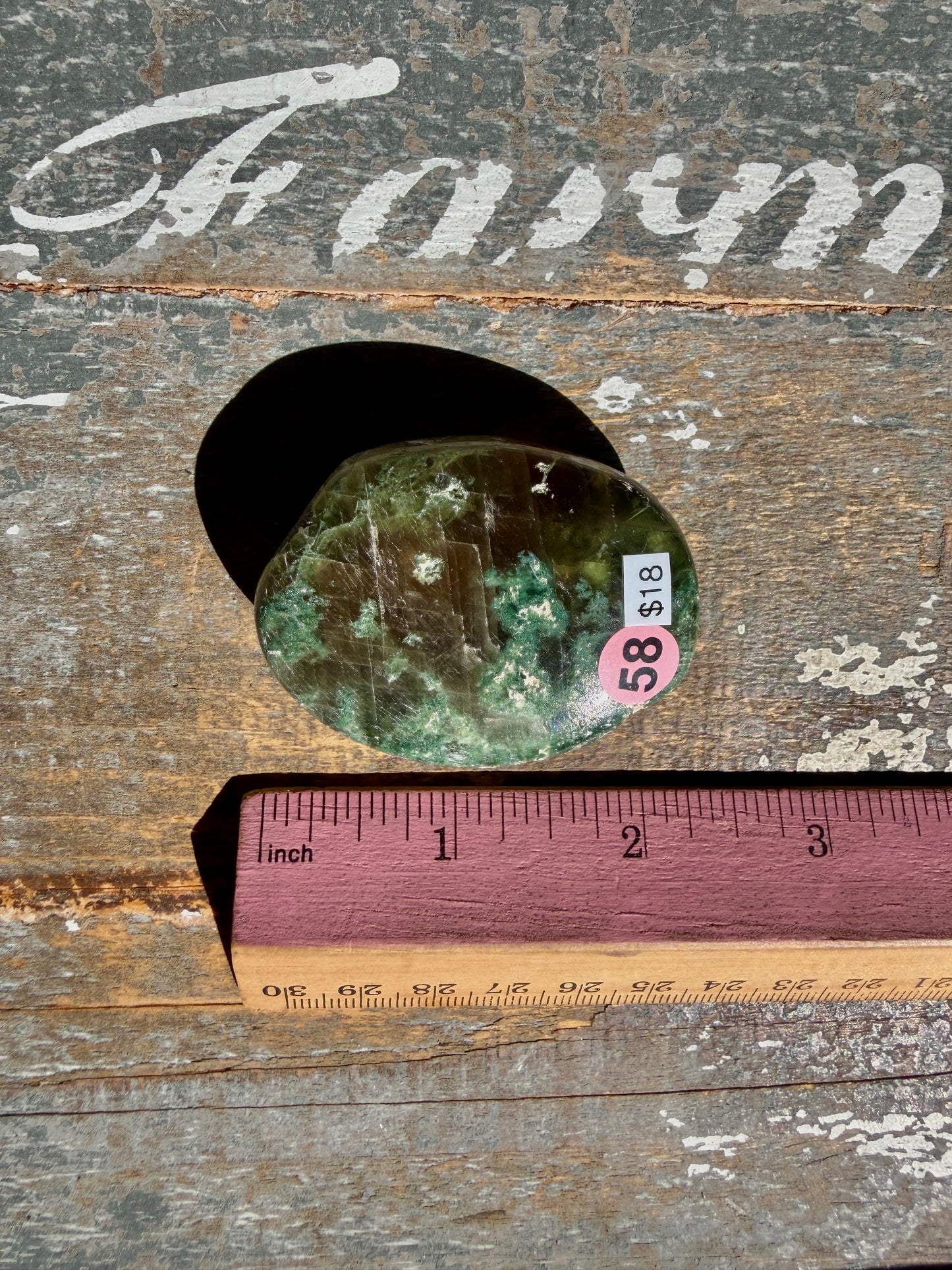 Gorgeous Optical Calcite + Moss Agate Combo Mineral Palm Stone | India | Opt 58
