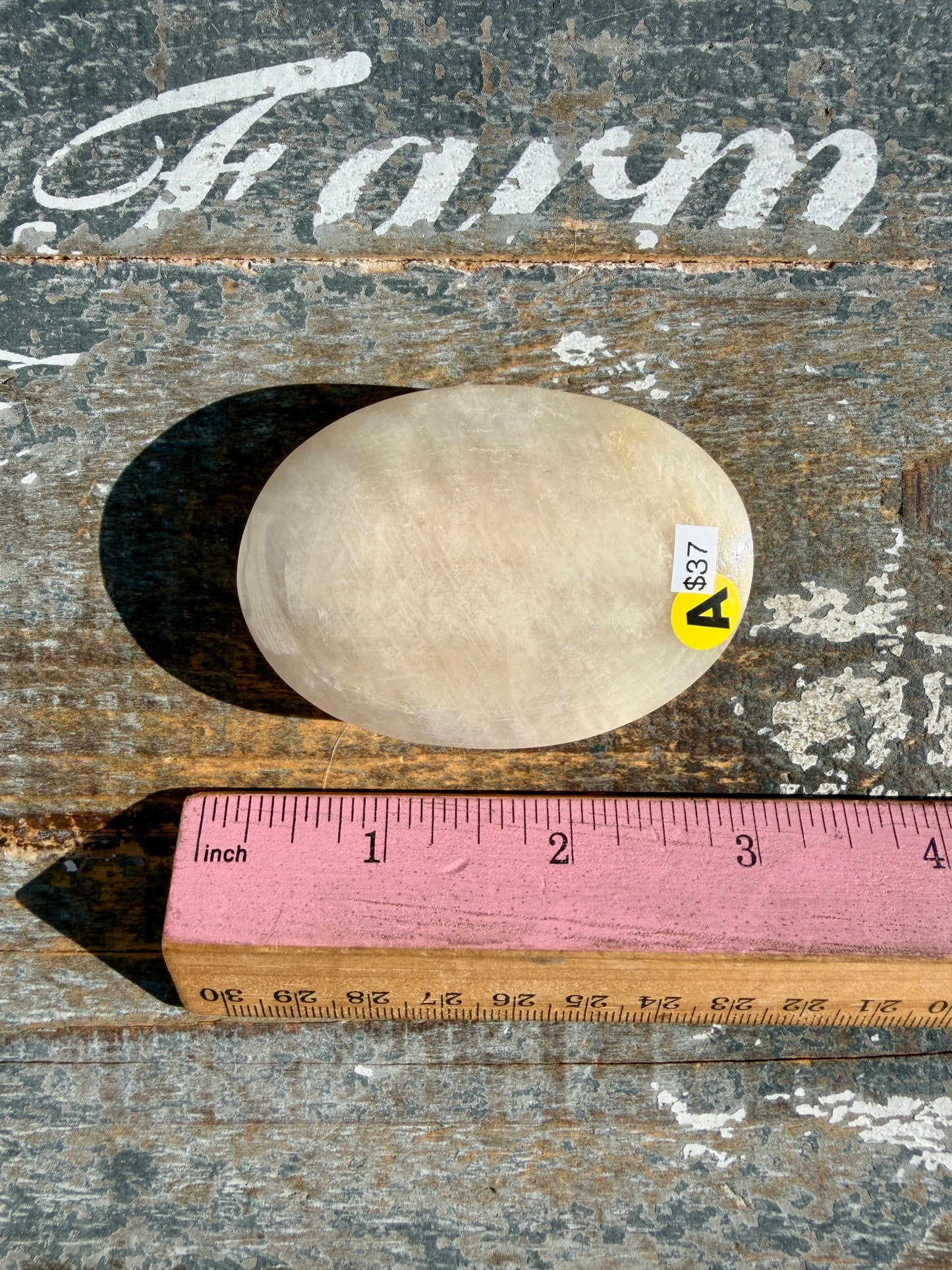 Gorgeous Blue Flash White Moonstone Palm Stone | India | Opt A