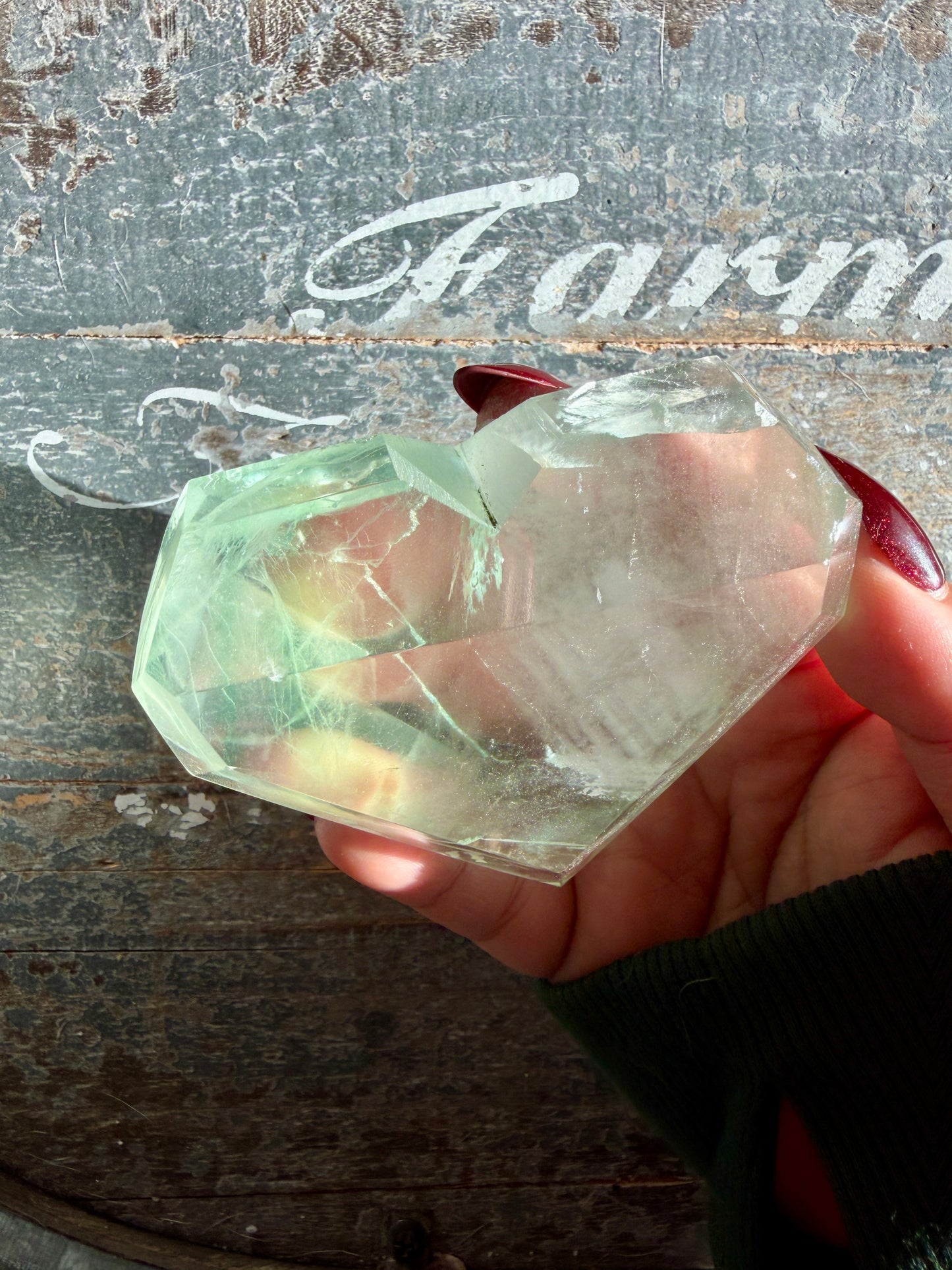 Gorgeous Faceted Green Fluorite Heart from Mexico | Free Gold Stand | Opt 18