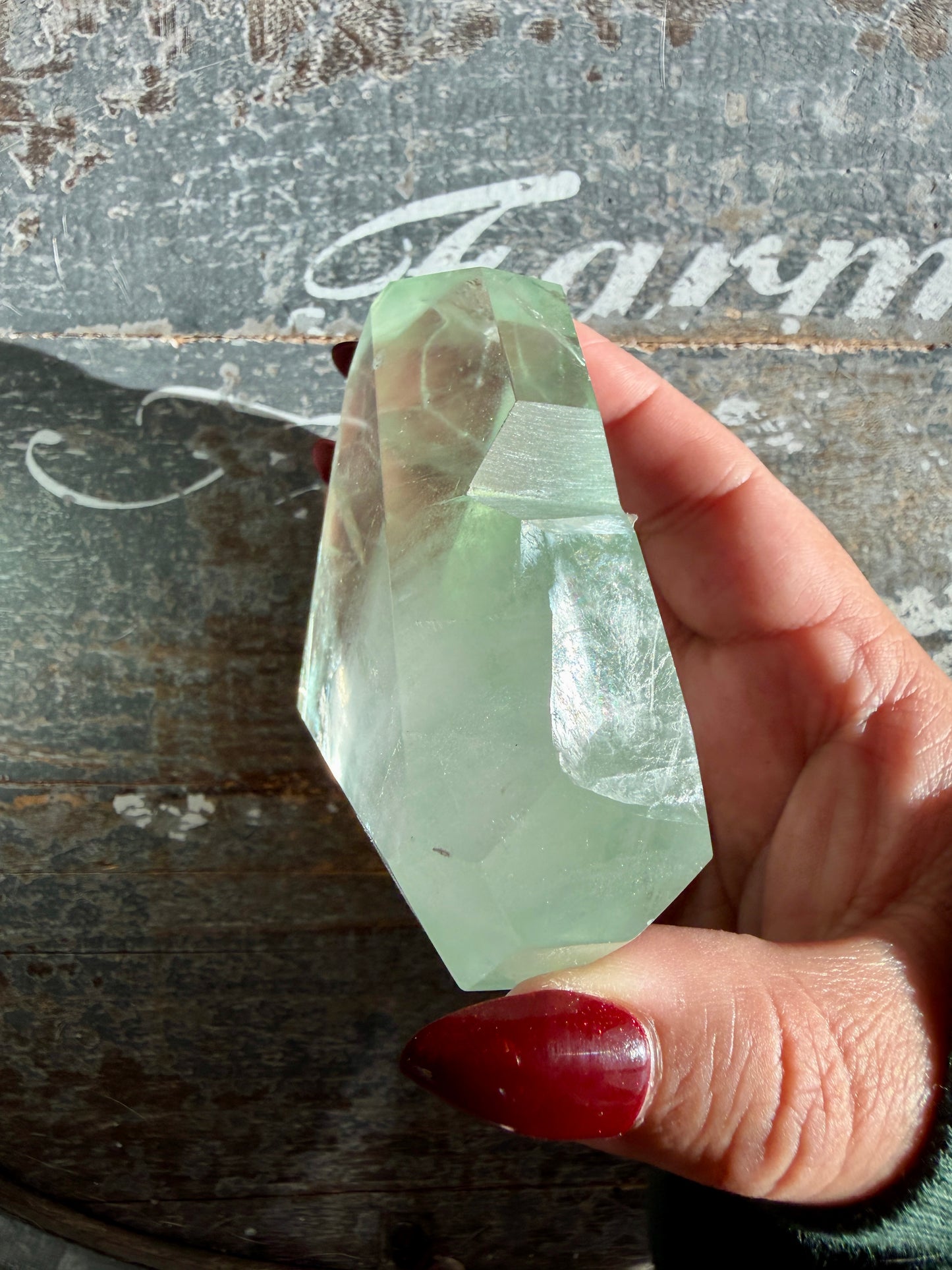 Gorgeous Faceted Green Fluorite Heart from Mexico | Free Gold Stand | Opt 18