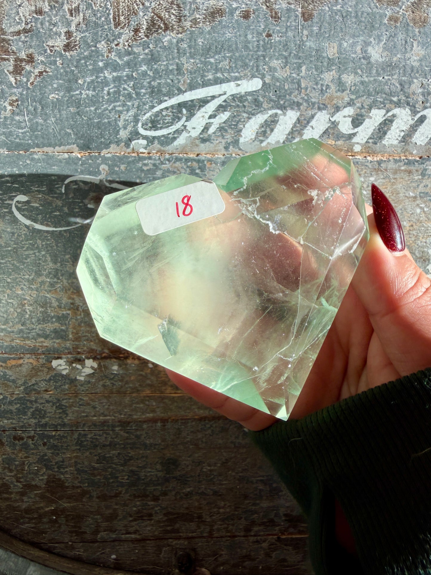 Gorgeous Faceted Green Fluorite Heart from Mexico | Free Gold Stand | Opt 18