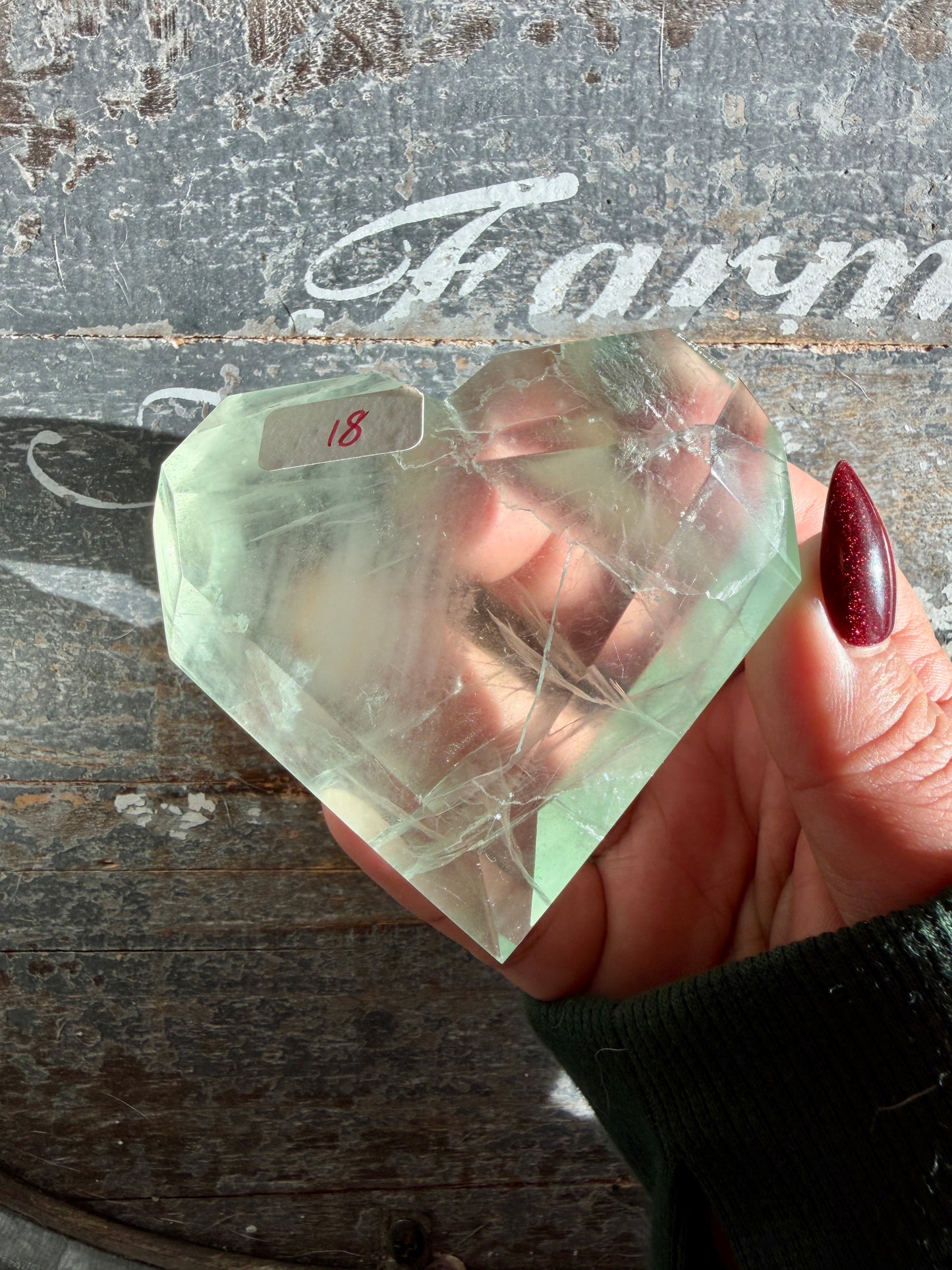 Gorgeous Faceted Green Fluorite Heart from Mexico | Free Gold Stand | Opt 18