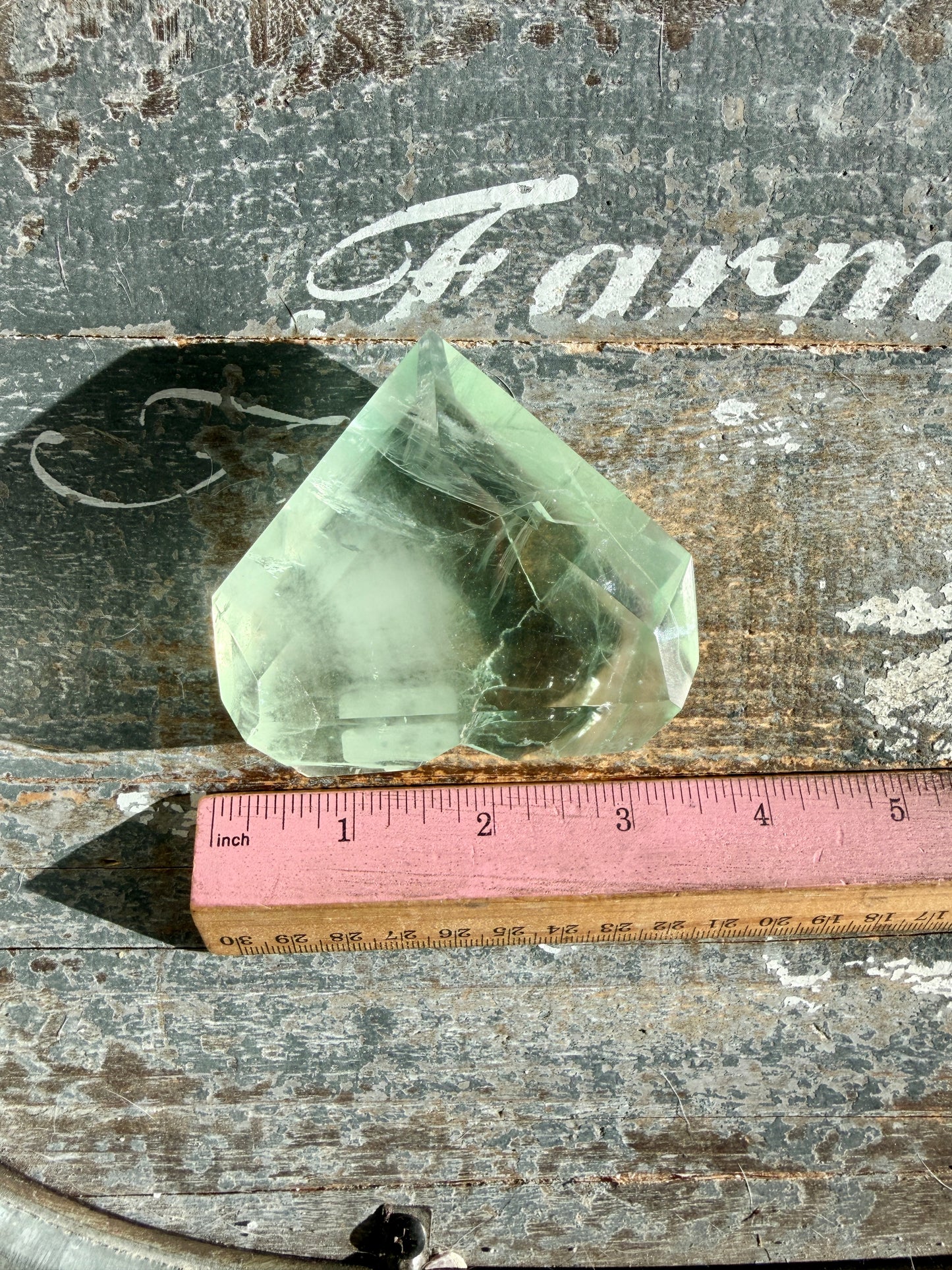 Gorgeous Faceted Green Fluorite Heart from Mexico | Free Gold Stand | Opt 18