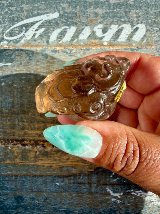 Gorgeous Dark Smokey Quartz Money Toad | Opt S