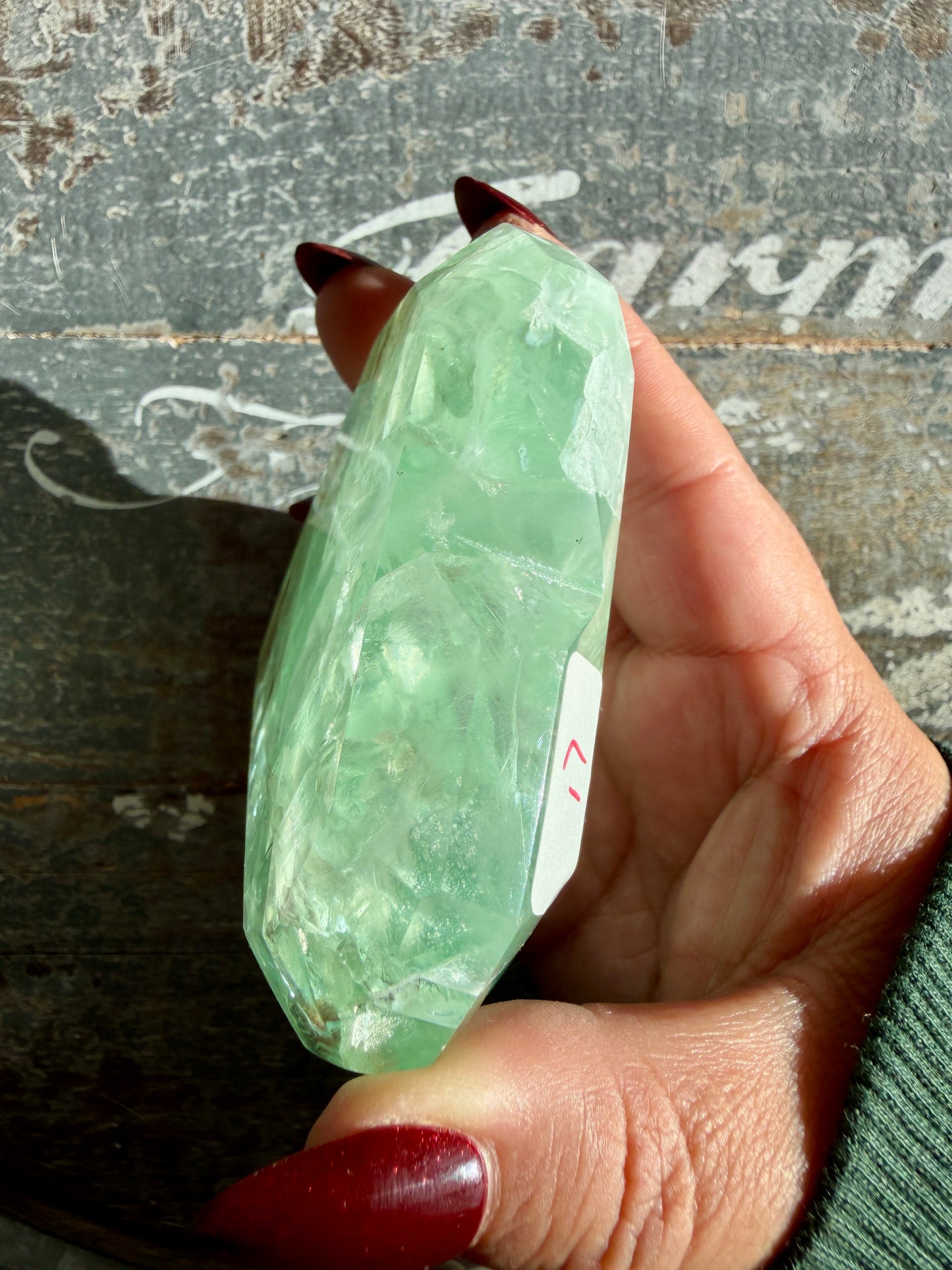 Gorgeous Faceted Green Fluorite Heart from Mexico | Free Gold Stand | Opt 17