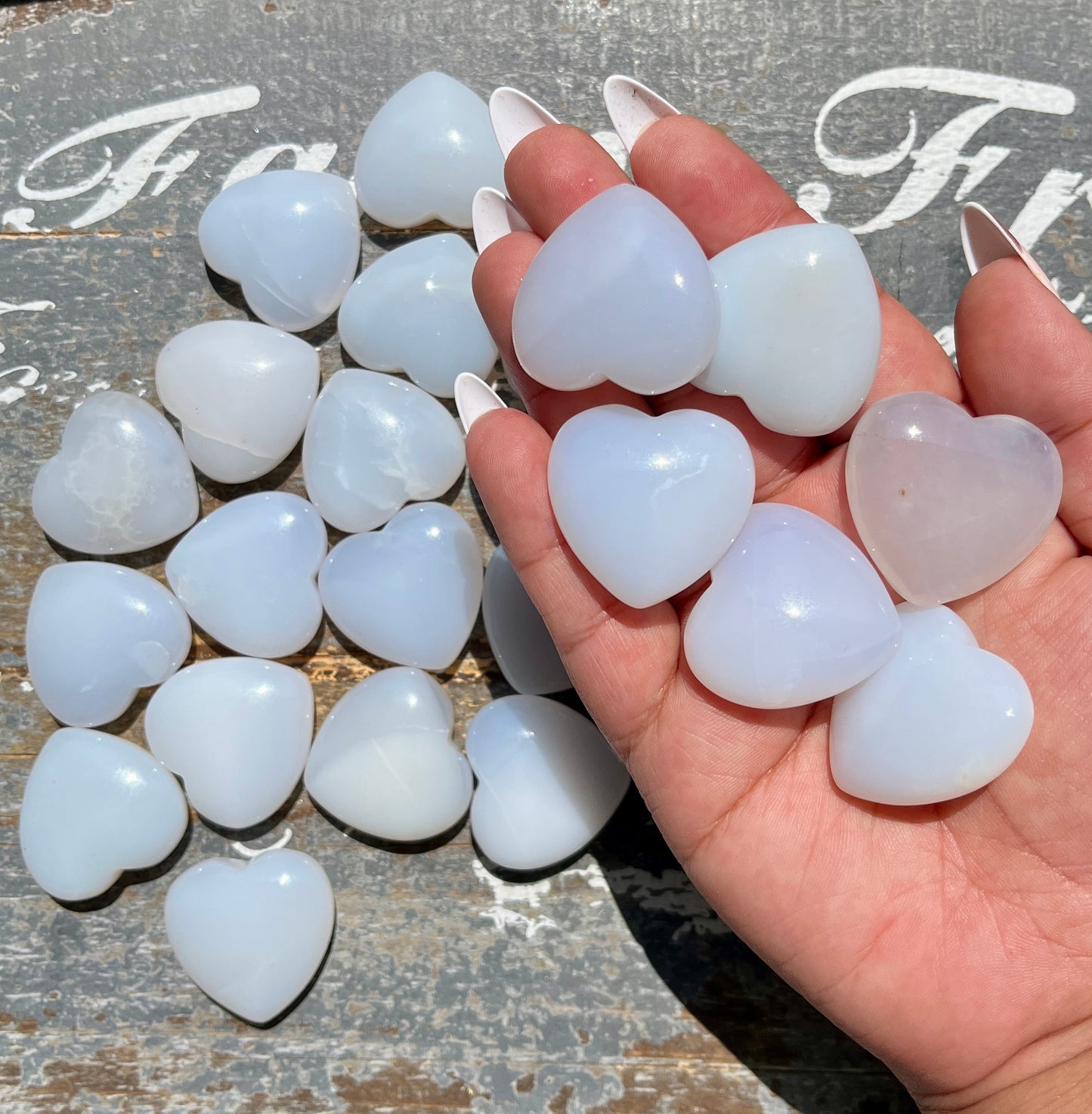 One (1) Gorgeous Pale Blue Chalcedony Mini Heart