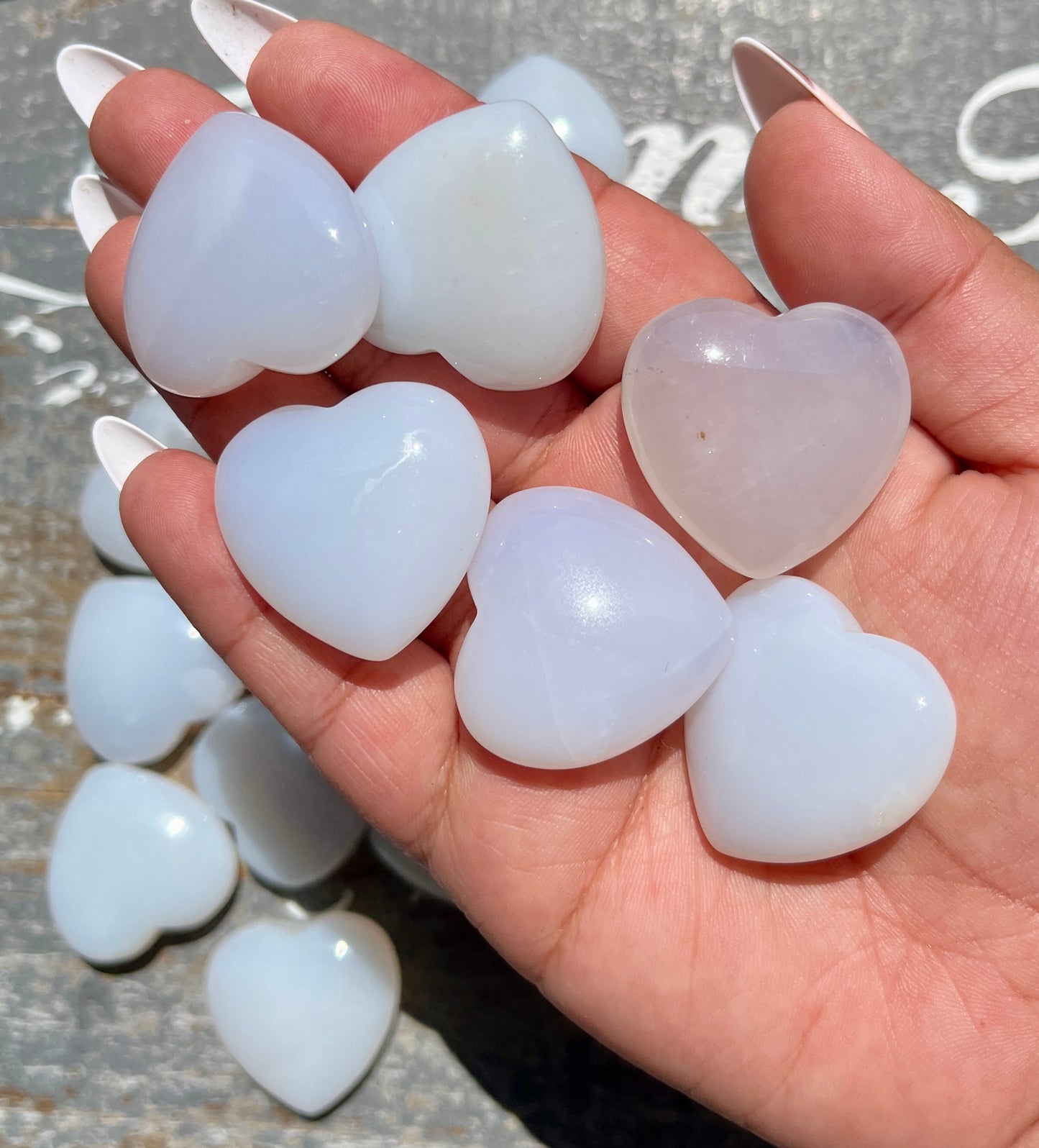 One (1) Gorgeous Pale Blue Chalcedony Mini Heart