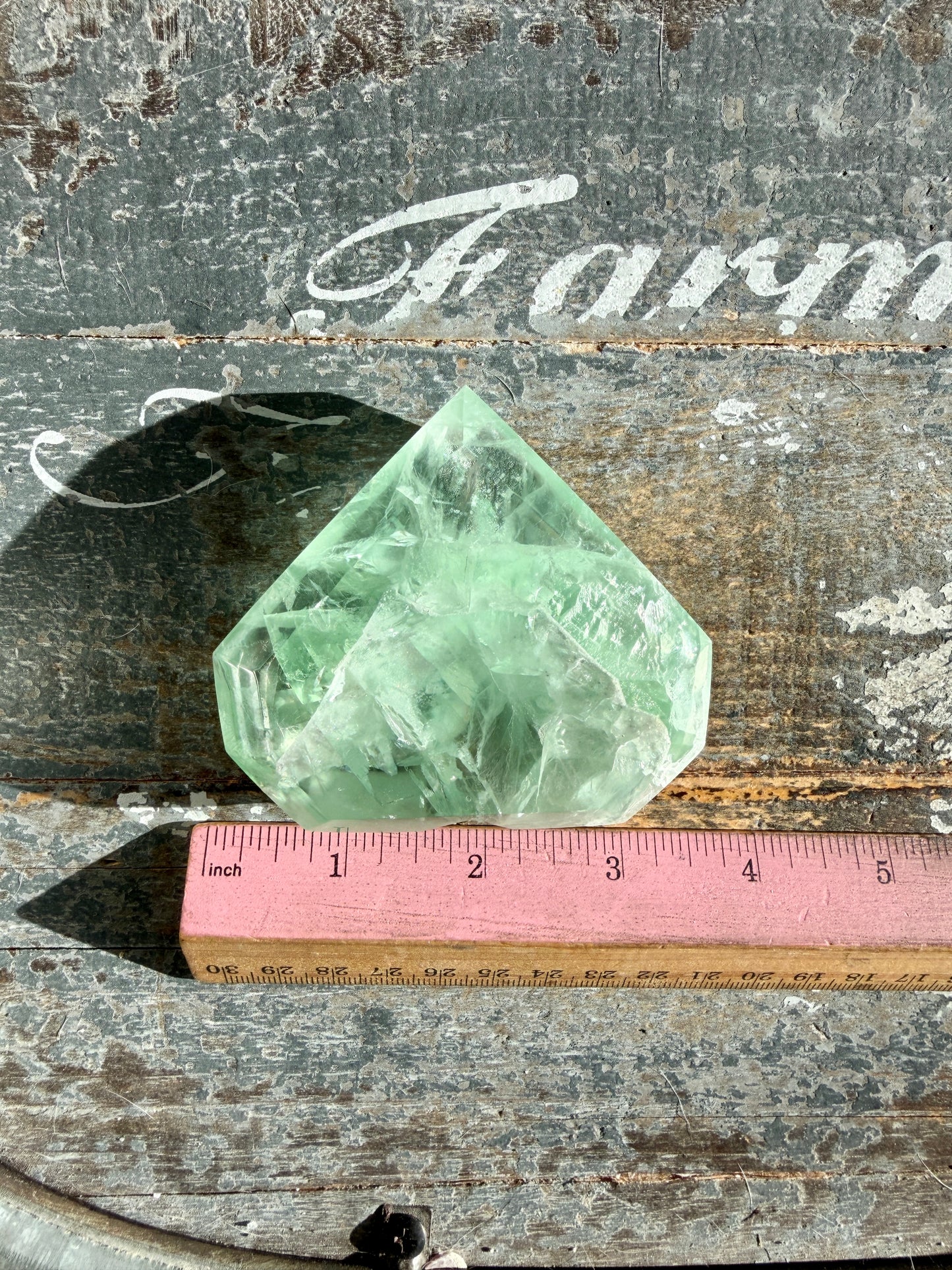 Gorgeous Faceted Green Fluorite Heart from Mexico | Free Gold Stand | Opt 17