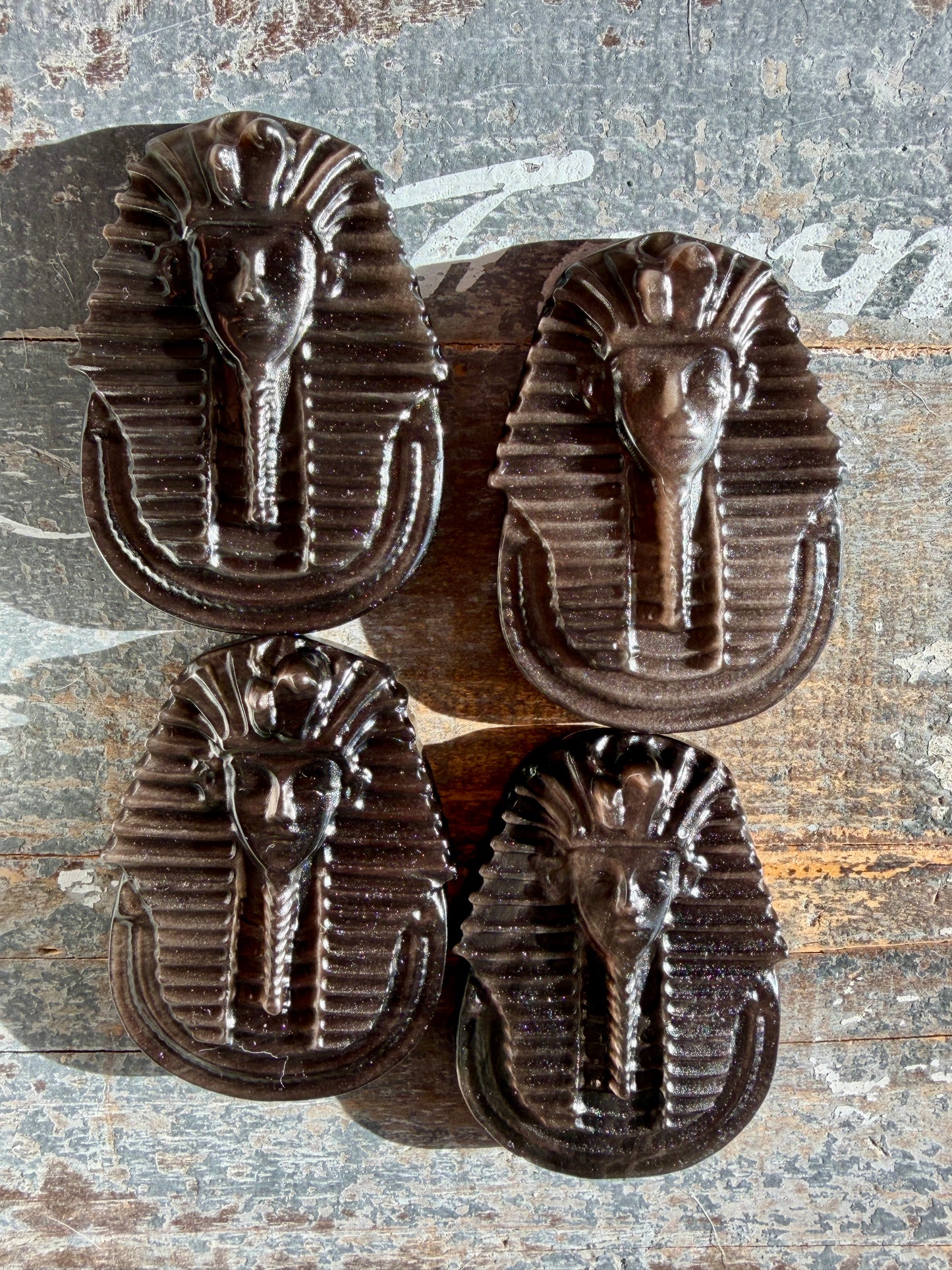 One (1) Silver Sheen Obsidian Pharaoh Head