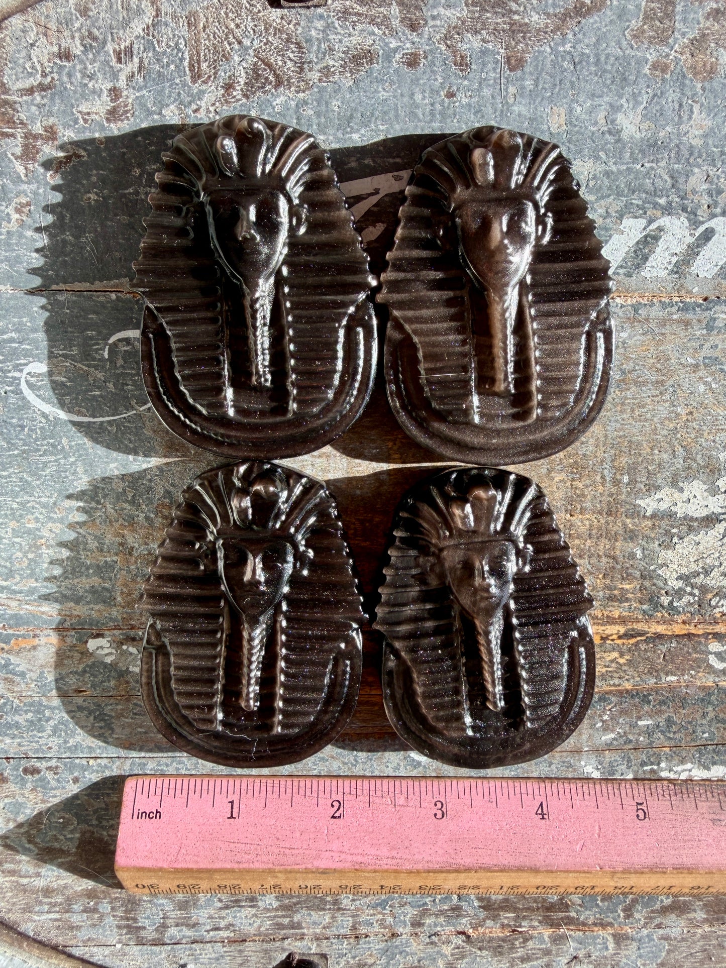 One (1) Silver Sheen Obsidian Pharaoh Head