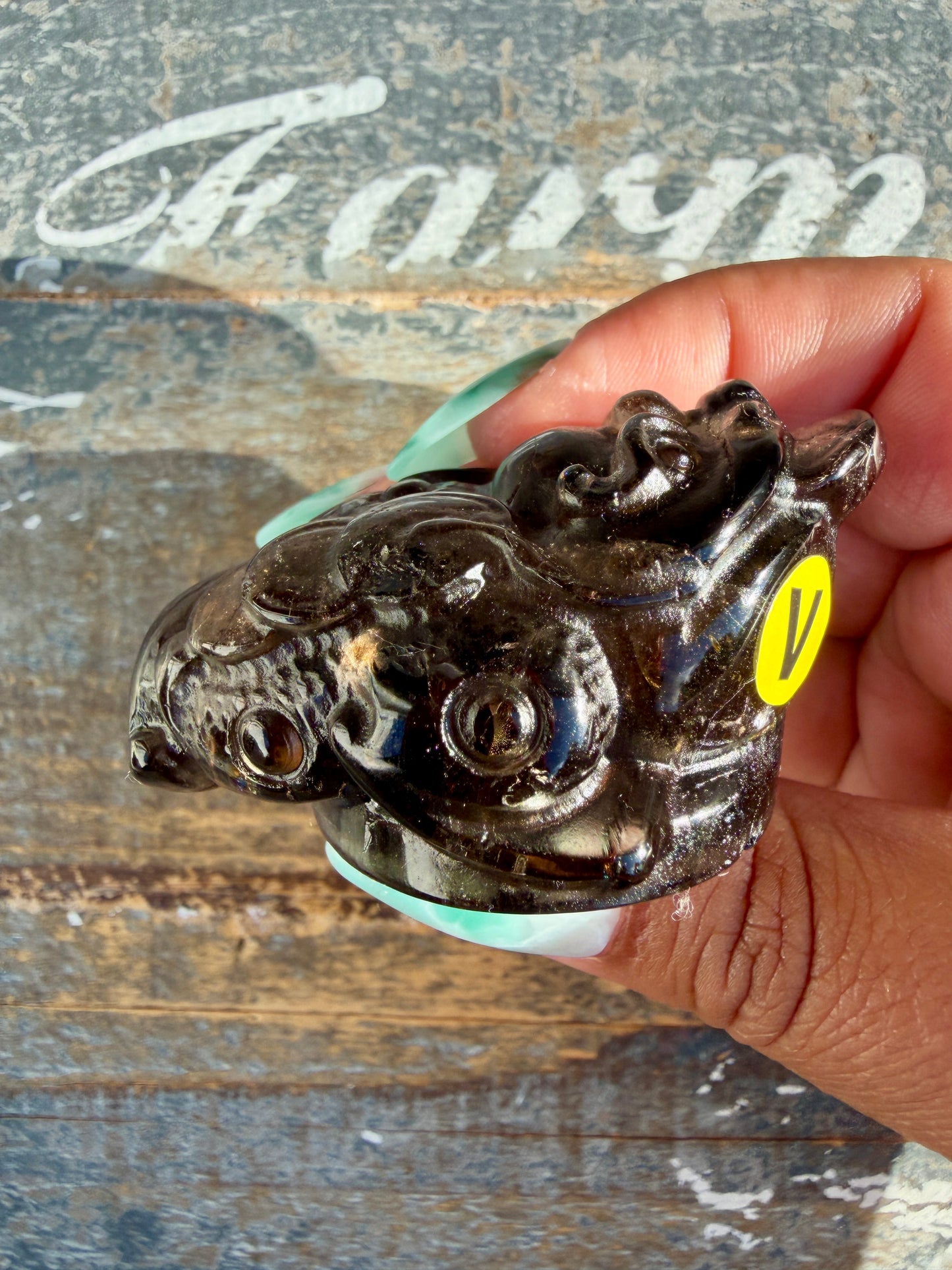 Gorgeous Dark Smokey Quartz Money Toad | Opt V