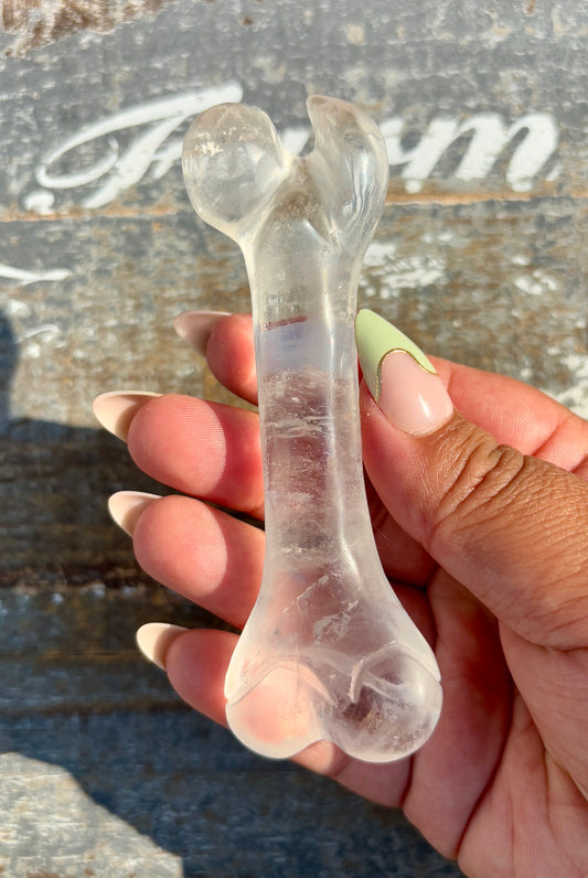 Clear Quartz Bone | Hand Carved | Opt E