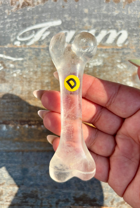 Clear Quartz Bone | Hand Carved | Opt D