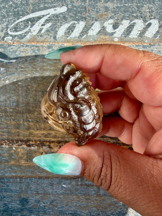 Gorgeous Dark Smokey Quartz Money Toad | Opt P