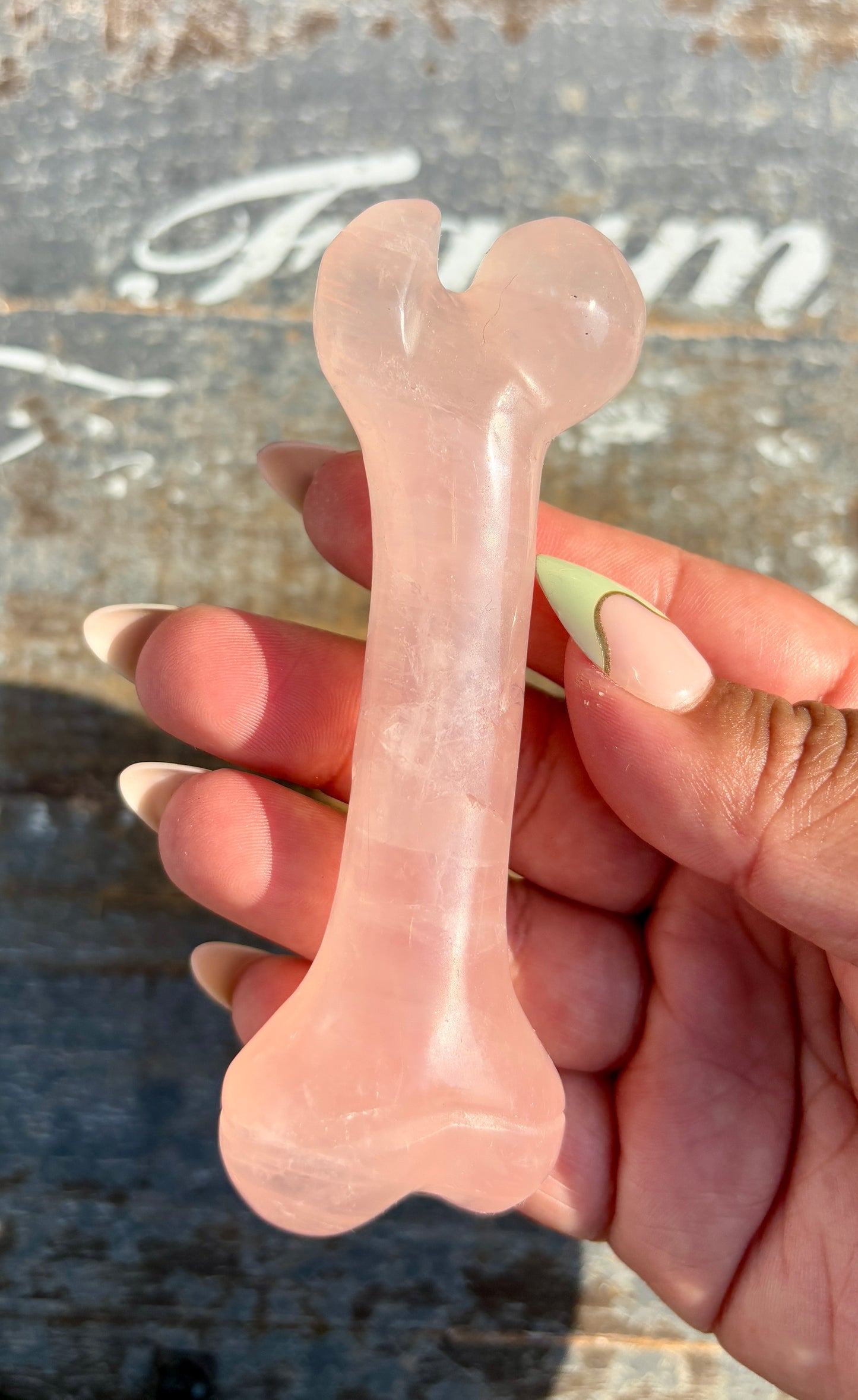 Rose Quartz Bone | Hand Carved | Opt M