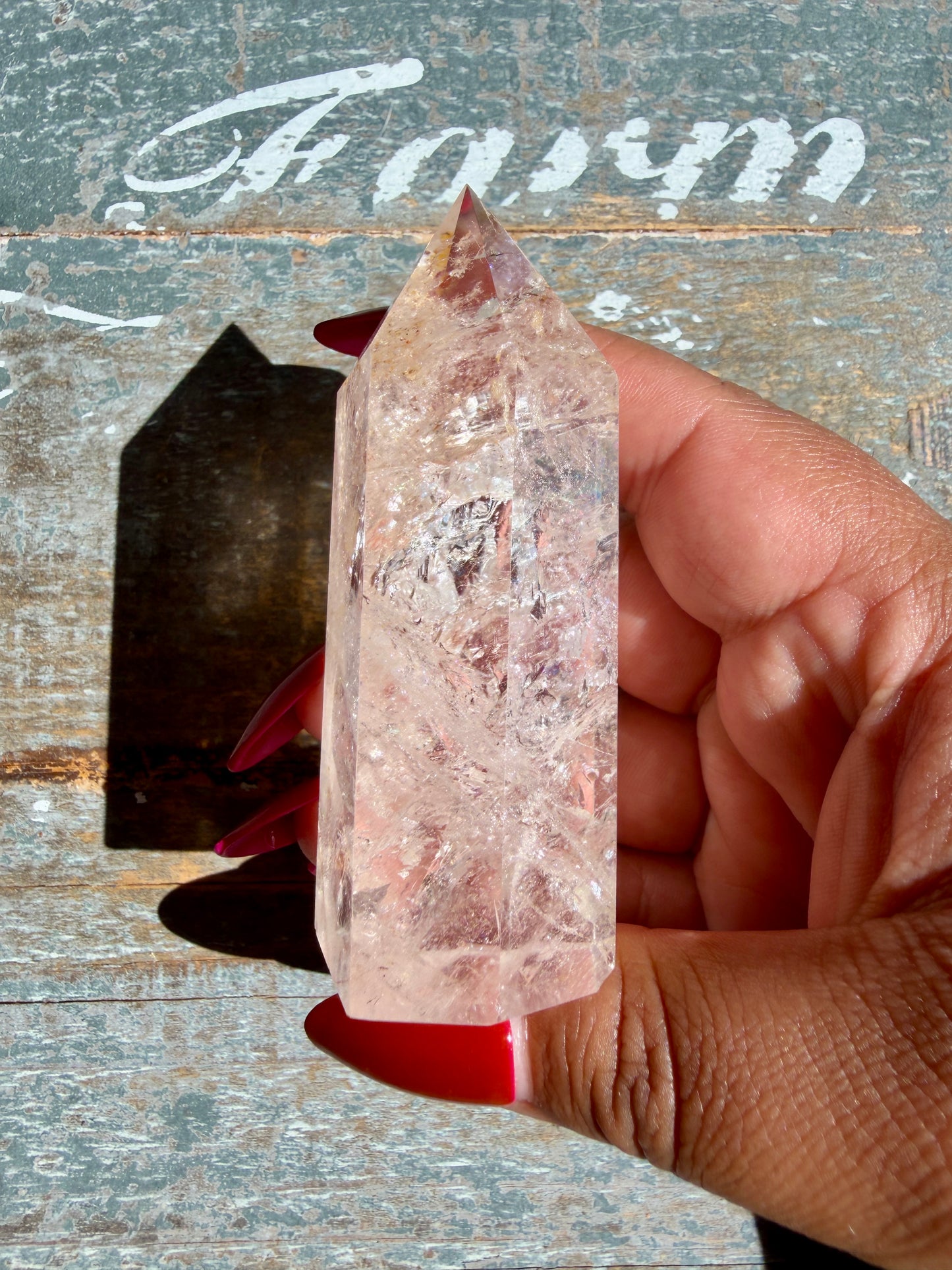 Clear Fire Quartz Tower (Subtle Pink Hue) | Opt S