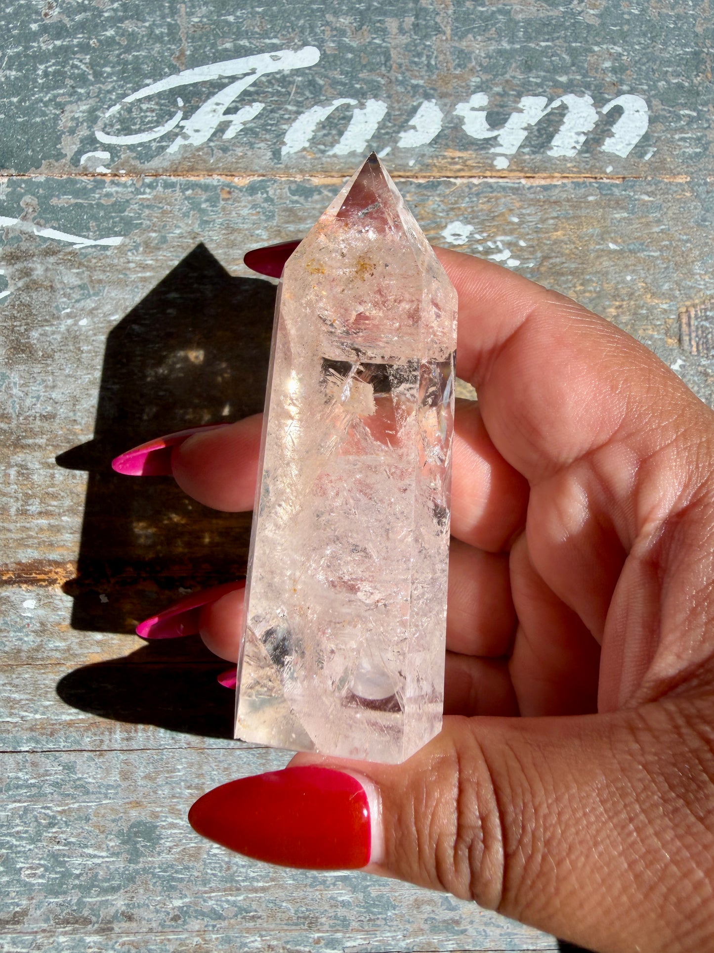 Clear Fire Quartz Tower (Subtle Pink Hue) | Opt S