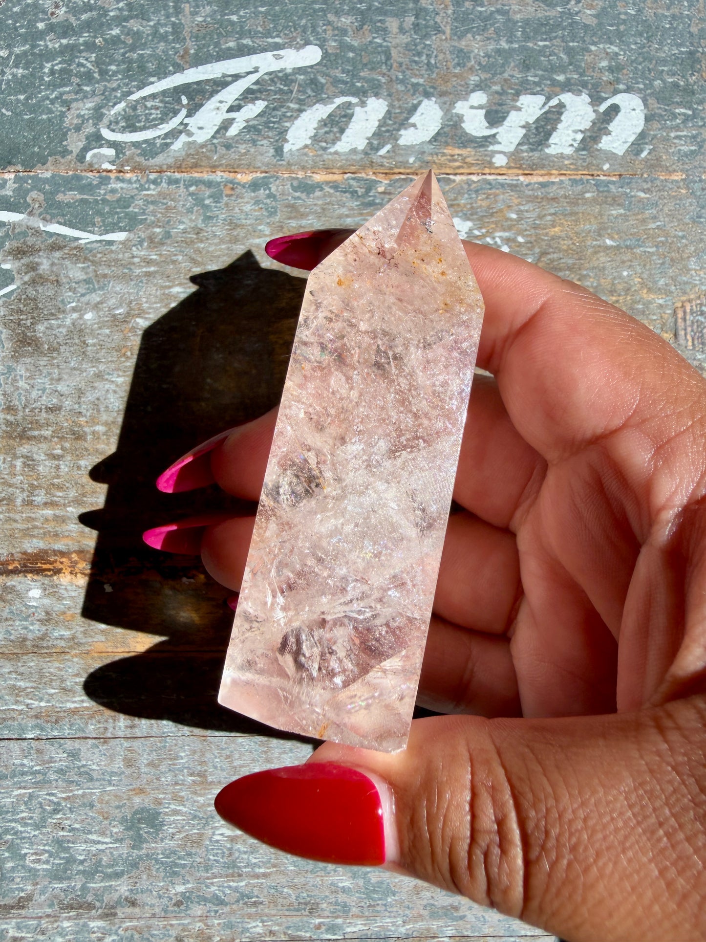 Clear Fire Quartz Tower (Subtle Pink Hue) | Opt S