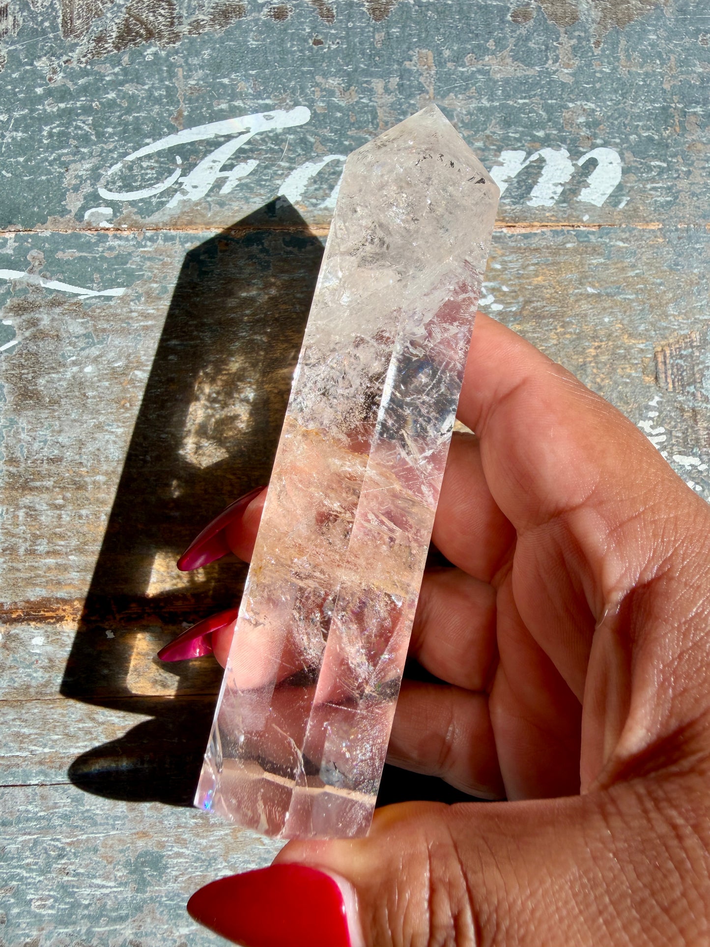 Clear Fire Quartz Tower (Subtle Pink Hue) | Opt Q