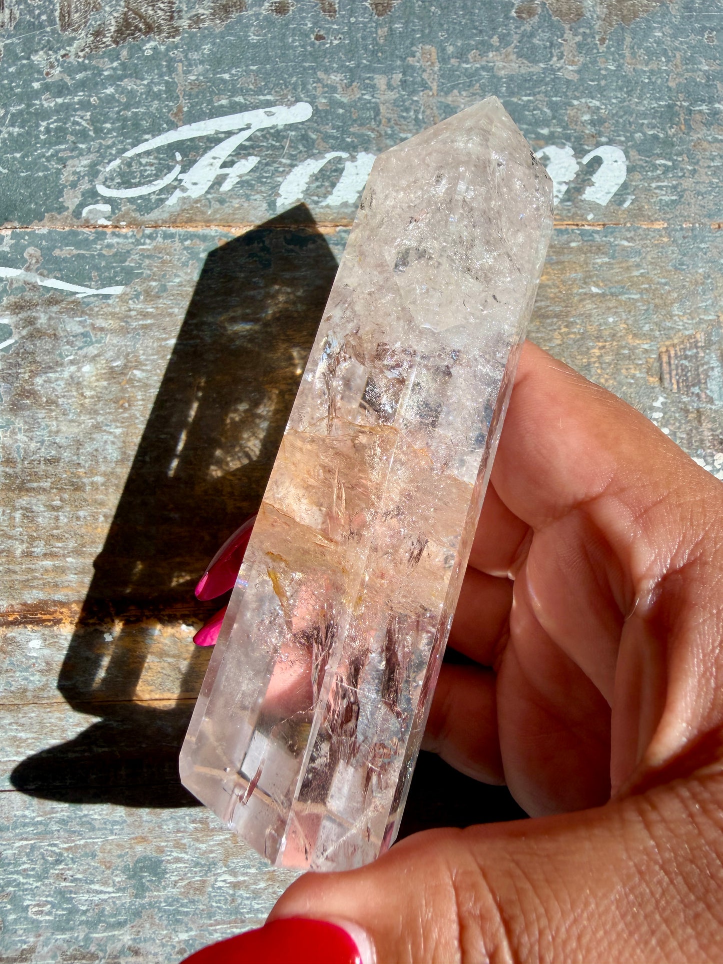 Clear Fire Quartz Tower (Subtle Pink Hue) | Opt Q
