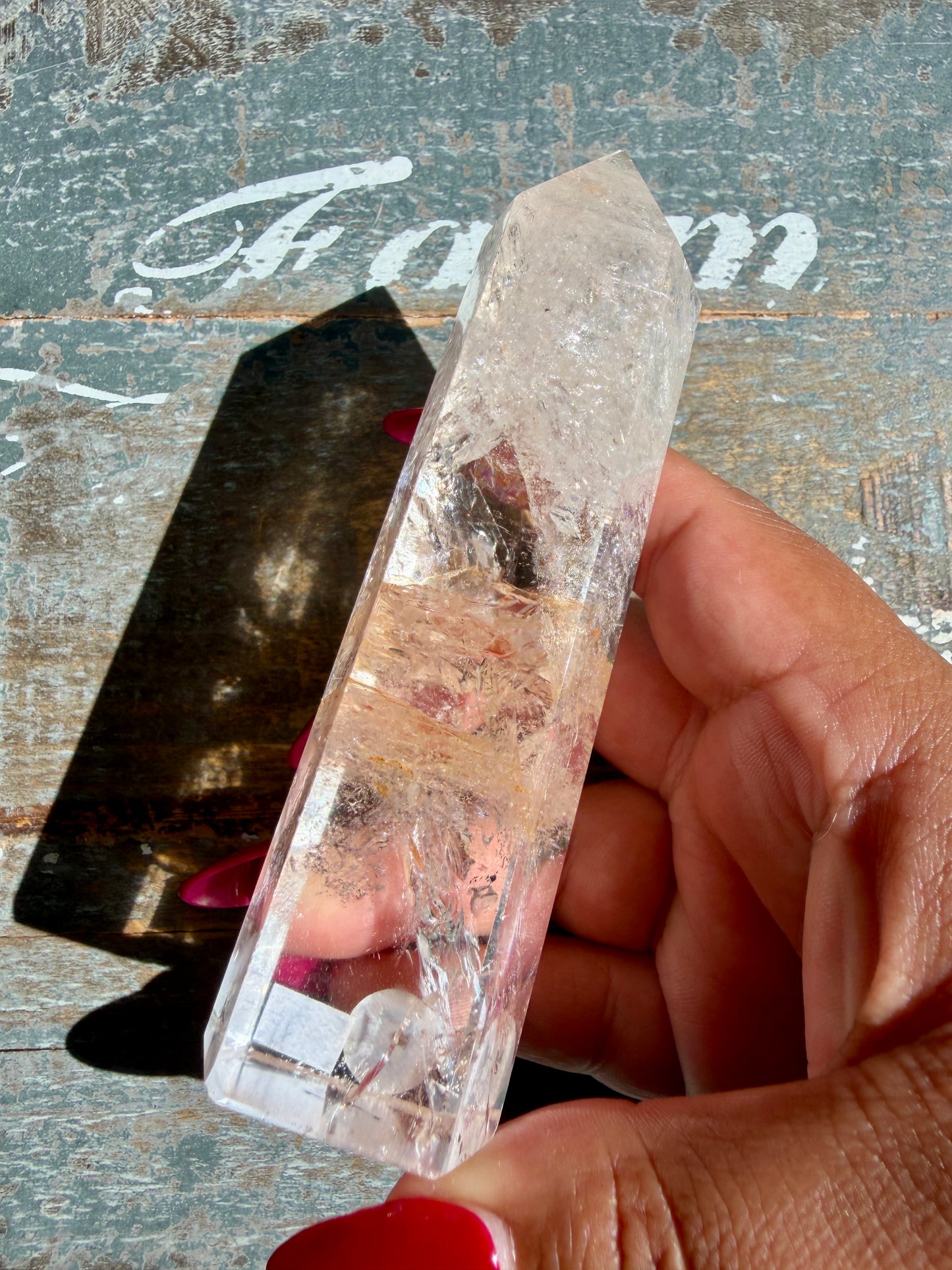 Clear Fire Quartz Tower (Subtle Pink Hue) | Opt Q