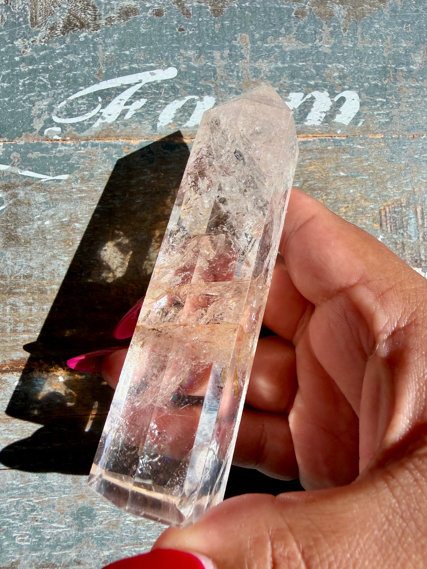Clear Fire Quartz Tower (Subtle Pink Hue) | Opt Q