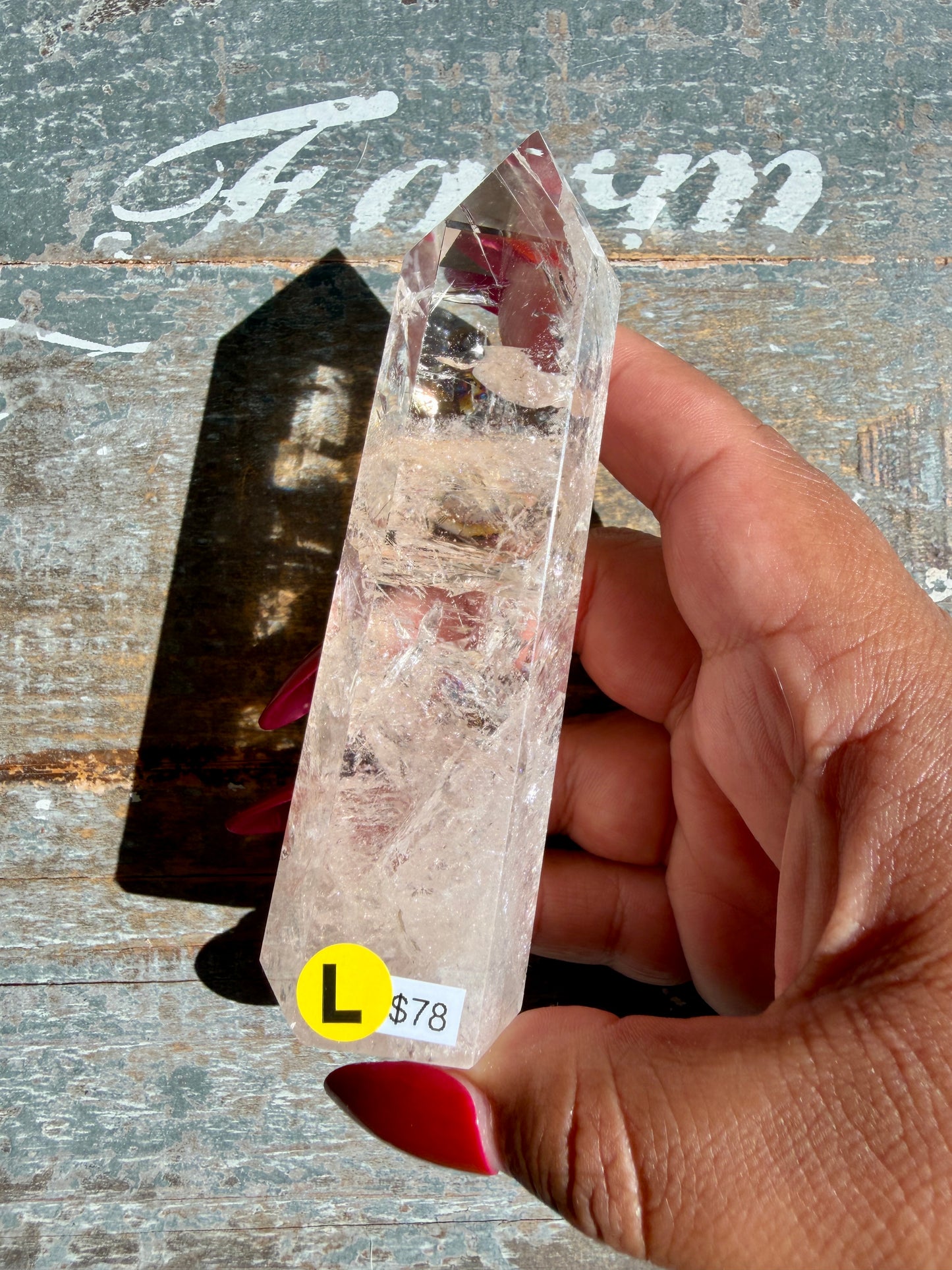Clear Fire Quartz Tower (Subtle Pink Hue) | Opt L