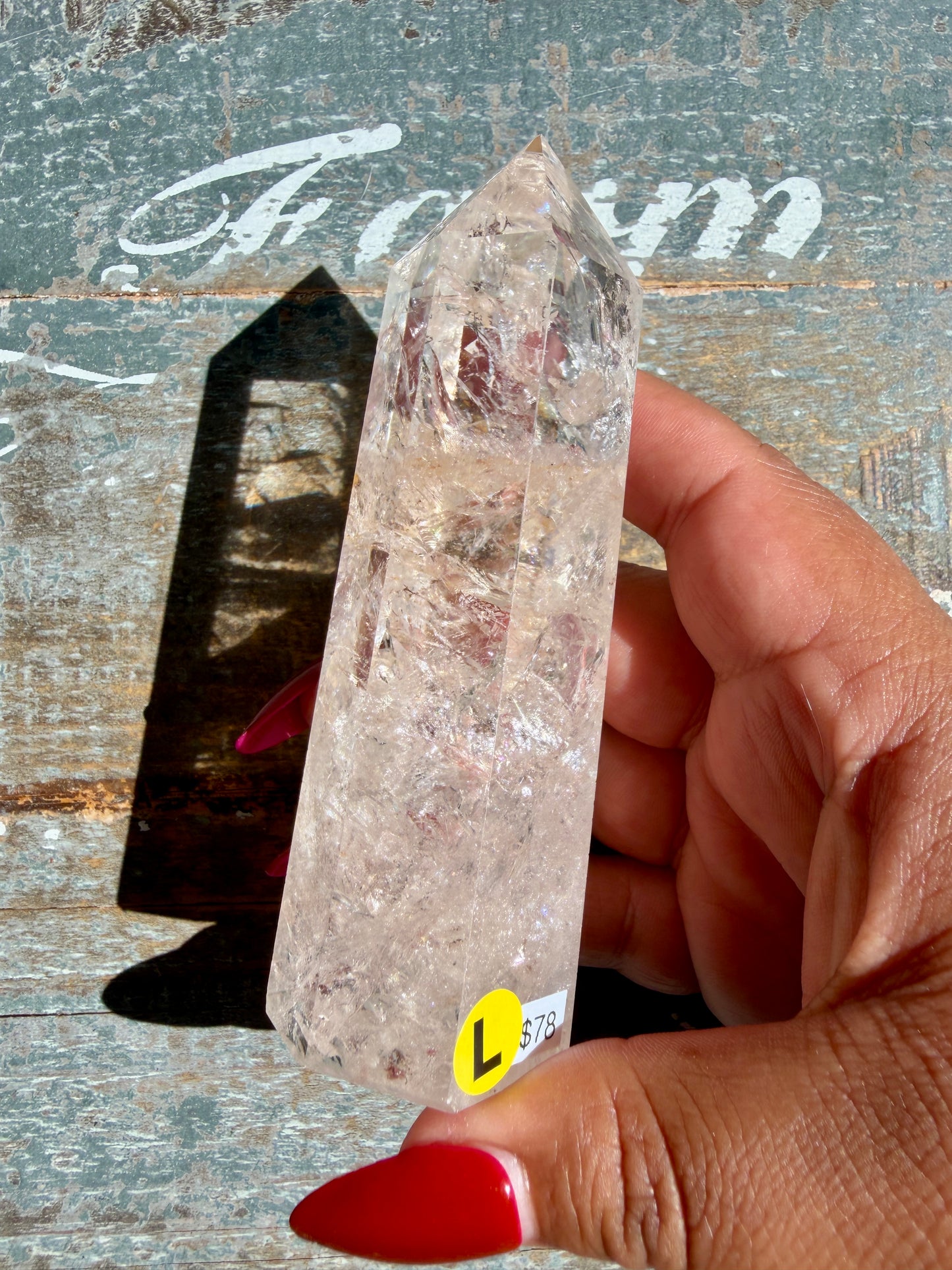 Clear Fire Quartz Tower (Subtle Pink Hue) | Opt L