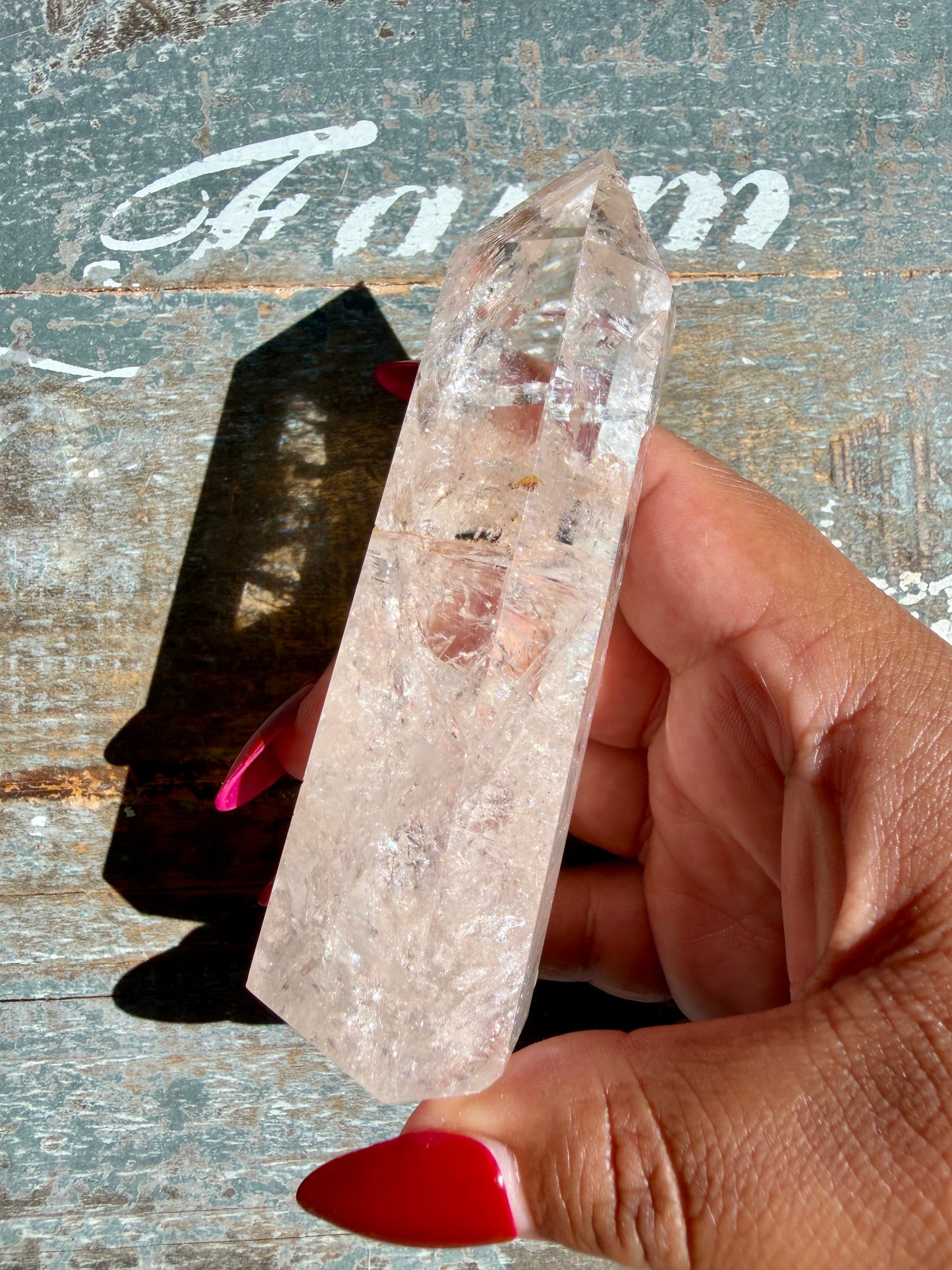 Clear Fire Quartz Tower (Subtle Pink Hue) | Opt L