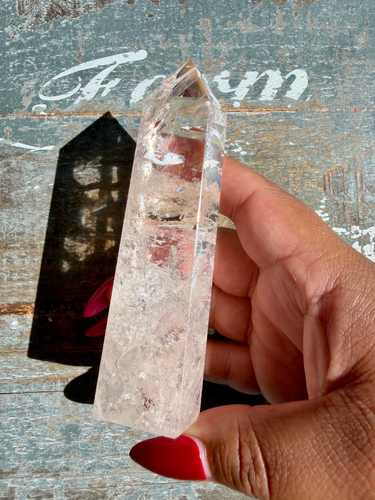 Clear Fire Quartz Tower (Subtle Pink Hue) | Opt L